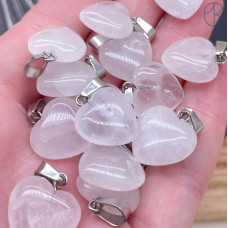 Подвеска Сердце Горный хрусталь, цвет серебро 16х16 мм