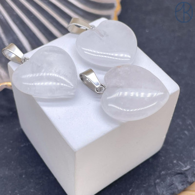 Подвеска Сердце Горный хрусталь, цвет серебро 20х20 мм