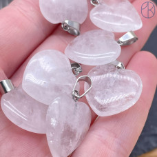 Подвеска Сердце Горный хрусталь, цвет серебро 20х20 мм