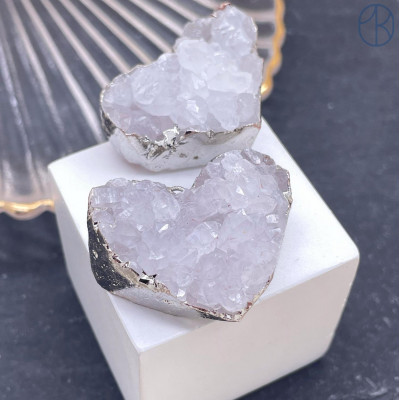 Подвеска сердце Горный хрусталь, цвет серебро ~ 27х30 мм