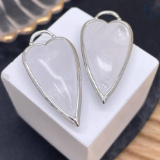 Подвеска сердце горный хрусталь, цвет серебро 30х12 мм