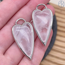 Подвеска сердце горный хрусталь, цвет серебро 30х12 мм