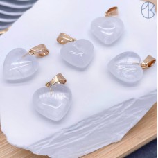 Подвеска сердце горный хрусталь, цвет золото 16 мм