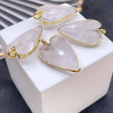 Подвеска сердце горный хрусталь, цвет золото 20х13 мм