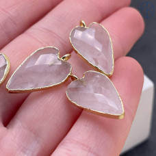 Подвеска сердце горный хрусталь, цвет золото 20х13 мм