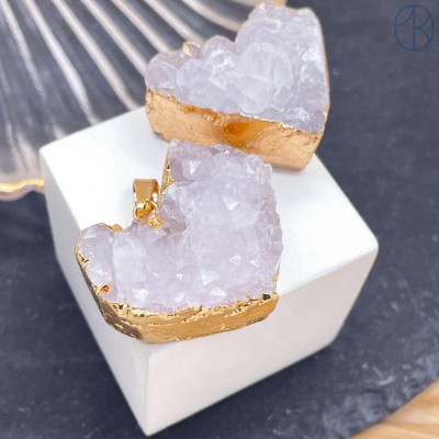 Подвеска сердце Горный хрусталь, цвет золото ~ 27х30 мм