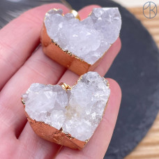 Подвеска сердце Горный хрусталь, цвет золото ~ 27х30 мм