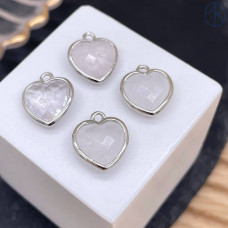 Подвеска сердце горный хрусталь огранка, цвет серебро 12х13 мм