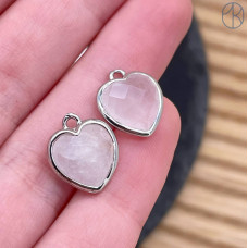 Подвеска сердце горный хрусталь огранка, цвет серебро 12х13 мм