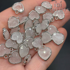 Подвеска сердце горный хрусталь огранка, цвет серебро 12х13 мм
