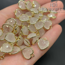 Подвеска сердце горный хрусталь огранка, цвет золото 12х13 мм