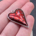 Подвеска сердце клубника красная эмаль, цвет серебро 38х28 мм 