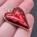 Подвеска сердце клубника красная эмаль, цвет золото 38х28 мм 