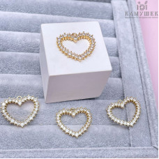 Подвеска сердце контур циркон, цвет золото 21х25 мм