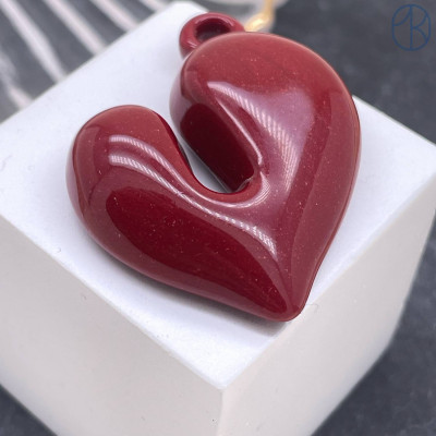 Подвеска сердце красная эмаль 37х33 мм 