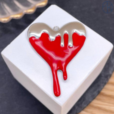 Подвеска сердце красная эмаль, цвет серебро 40 мм Подвеска сердце красная эмаль, цвет серебро 40 мм