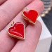 Подвеска сердце красная эмаль, цвет золото 16х14 мм