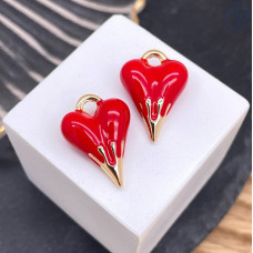 Подвеска сердце красная эмаль, цвет золото 21 мм