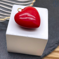 Подвеска сердце красная эмаль, цвет золото 25 мм