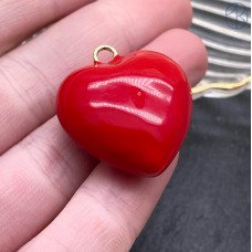 Подвеска сердце красная эмаль, цвет золото 25 мм