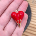 Подвеска сердце красная эмаль, цвет золото 27 мм