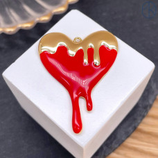 Подвеска сердце красная эмаль, цвет золото 40 мм Подвеска сердце красная эмаль, цвет золото 40 мм