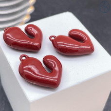 Подвеска сердце красно-коричневое, цвет золото 17х16 мм 