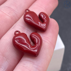 Подвеска сердце красно-коричневое, цвет золото 17х16 мм 