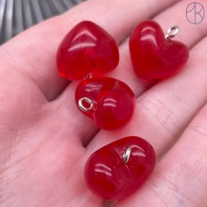 Подвеска сердце красное, цвет серебро 15 мм