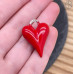 Подвеска сердце красное, цвет серебро 27 мм