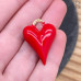 Подвеска сердце красное, цвет золото 27 мм