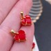 Подвеска Сердце красные непрозрчные цирконы, цвет золото 10х11 мм 