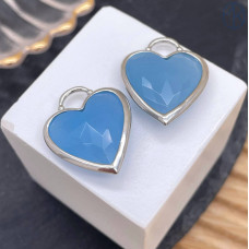Подвеска сердце кварц голубой тонированный, цвет серебро 20х20