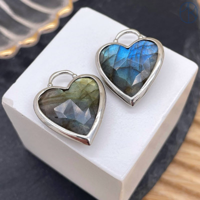 Подвеска сердце лабрадор, цвет серебро 20х20