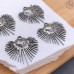 Подвеска сердце лучи сталь 23 мм, цвет серебро