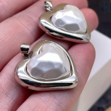 Подвеска сердце майорка, цвет серебро 26х25 мм 