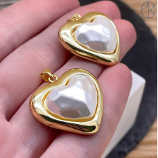 Подвеска сердце майорка, цвет золото 26х25 мм 