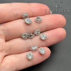 Подвеска Сердце мини белый циркон,цвет серебро 6,5*8 мм