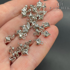 Подвеска сердце мини, цвет серебро 6х8 мм