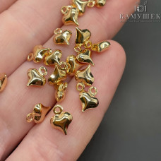 Подвеска сердце мини, цвет золото 6х8 мм