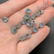 Подвеска Сердце мини голубой циркон,цвет серебро 6,5*8 мм
