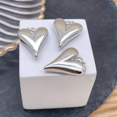 Подвеска сердце объемное, цвет серебро 21х17 мм