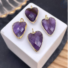 Подвеска сердце огранка аметист, цвет золото 17х12 мм