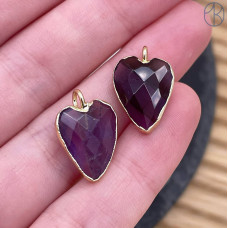 Подвеска сердце огранка аметист, цвет золото 17х12 мм