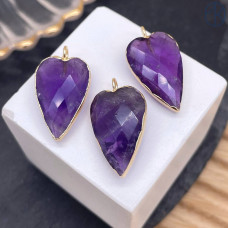 Подвеска сердце огранка аметист, цвет золото 18х13 мм