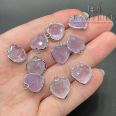 Подвеска сердце огранка аметист лавандовый, цвет серебро 13х15