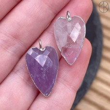 Подвеска сердце огранка аметист лавандовый, цвет серебро 18х13 мм