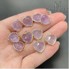 Подвеска сердце огранка аметист лавандовый, цвет золото 13х15