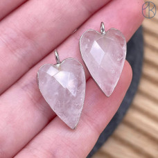 Подвеска сердце огранка горный хрусталь, цвет серебро 18х13 мм