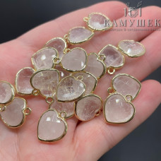 Подвеска сердце огранка горный хрусталь, цвет золото 13х15